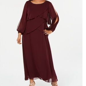 Plus Size Asymmetrical Tiered Gown